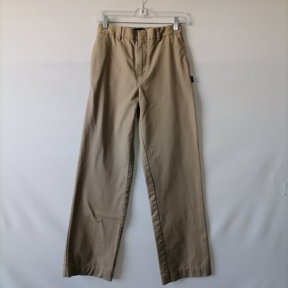Parker Mens Beige Mid Rise Flat Front Straight Leg Chino Pants Size 18S